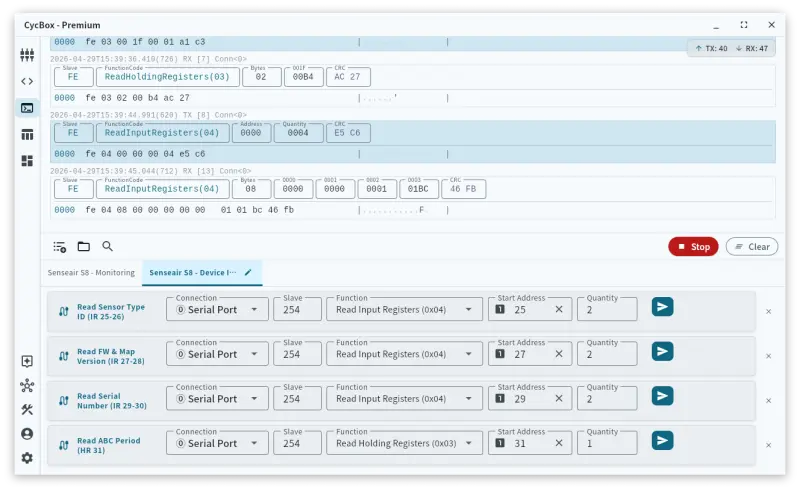 Modbus RTU CO2 监测配置界面